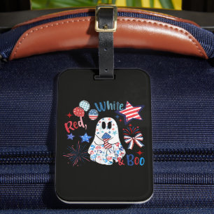 4. Juli Geist Rot Weiß Boo Patriotisches Halloween Gepäckanhänger