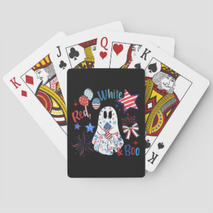 4. Juli Geist Rot Weiß Boo Patriotisches Halloween Spielkarten