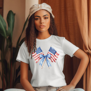 4. Juli Gekreuzte Flaggen Unabhängigkeitstag T-Shirt
