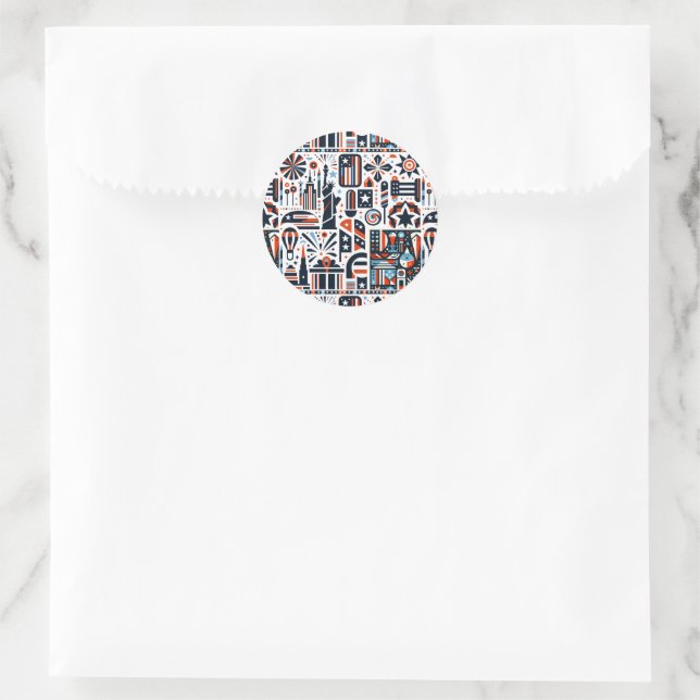 4. Juli Generative Muster Runder Aufkleber (Tasche)