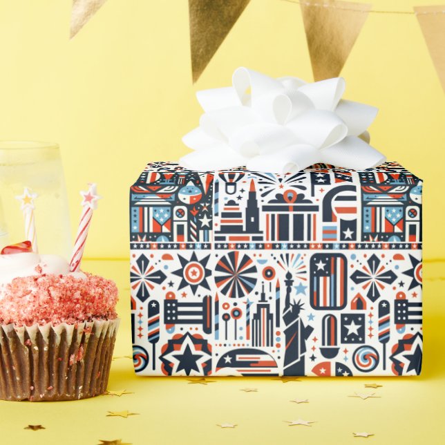 4. Juli Generatives Muster Geschenkpapier (Geburtstagsparty)