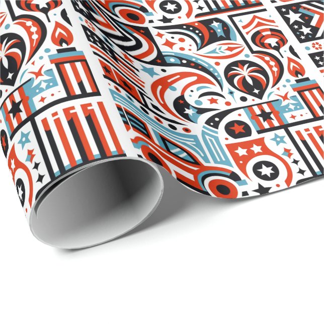 4. Juli Generatives Muster Geschenkpapier (Rolleneckpunkt)