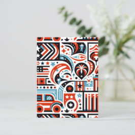 4. Juli Generatives Muster Postkarte