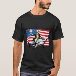 4. Juli George Washington Riding Shark America T-Shirt