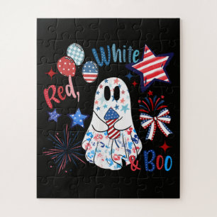 4. Juli Gespenst Rot Weiß Boo Patriotisches Hallow Puzzle