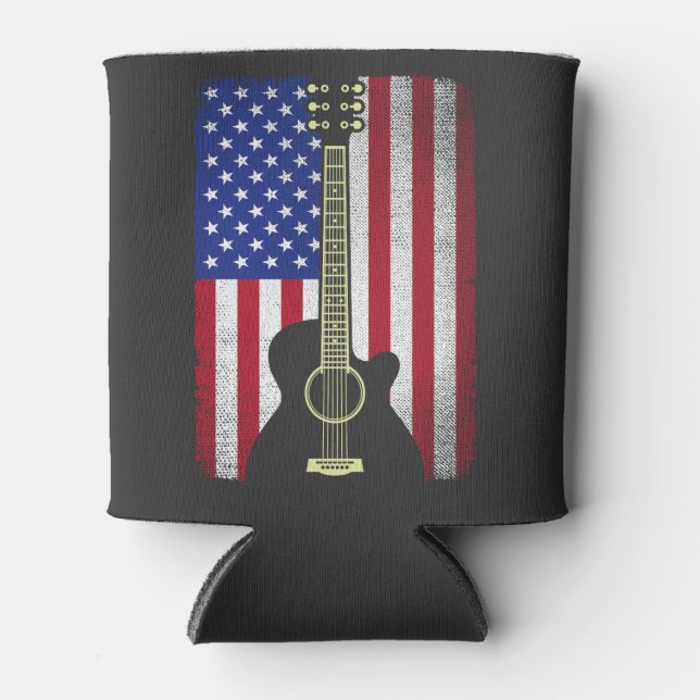 4. Juli Gitarrenmusiker USA Flag Dosenkühler (Vorderseite)