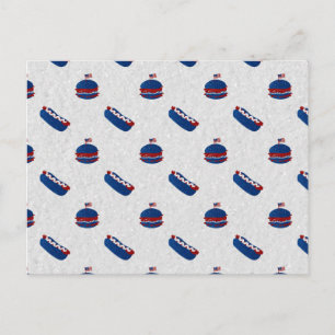 4. Juli Glitzer Burger & Hot Dog Postkarte