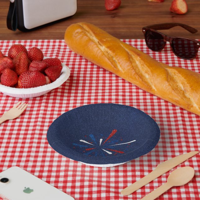 4. Juli Glitzer Pappteller (Picknick)