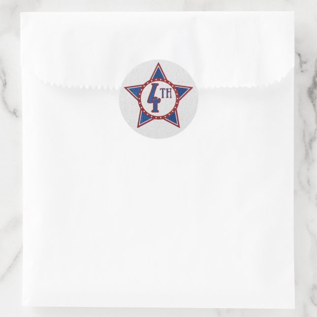 4. Juli Glitzer Runder Aufkleber (Tasche)