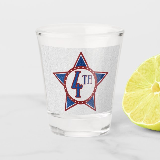 4. Juli Glitzer Schnapsglas (Vorderseite)