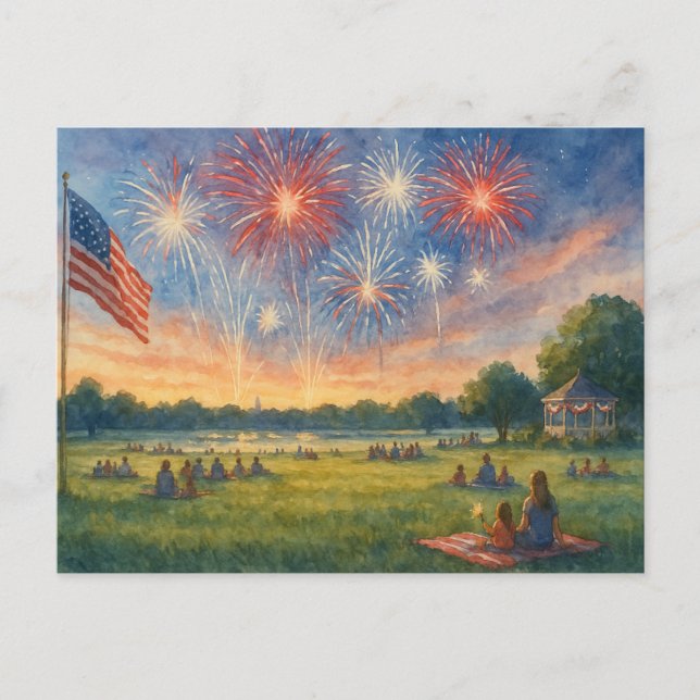 4. Juli Glücklicher Unabhängigkeitstag Postkarte (Vorderseite)