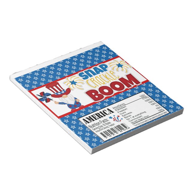 4. Juli Gnome Candy Bar Wrapper Gastgeschenke Notizblock (angewinkelt)