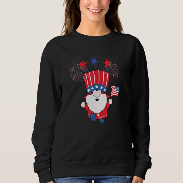 4. Juli Gnome Hat USA Flag American Fireworks Sweatshirt (Vorderseite)
