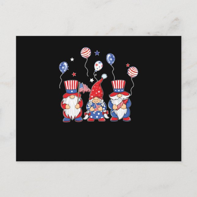 4. Juli Gnome Independence Day Postkarte (Vorderseite)