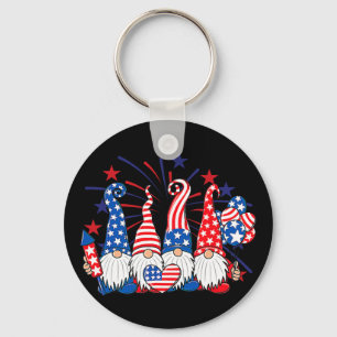 4. Juli Gnome patriotische amerikanische Flagge sü Schlüsselanhänger