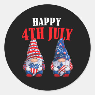 4. Juli Gnomes America Independence Day Patrio Runder Aufkleber
