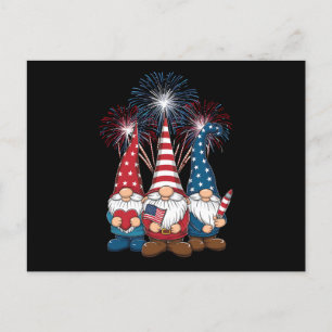4. Juli Gnomes Funny Patriotic USA Flag Postkarte