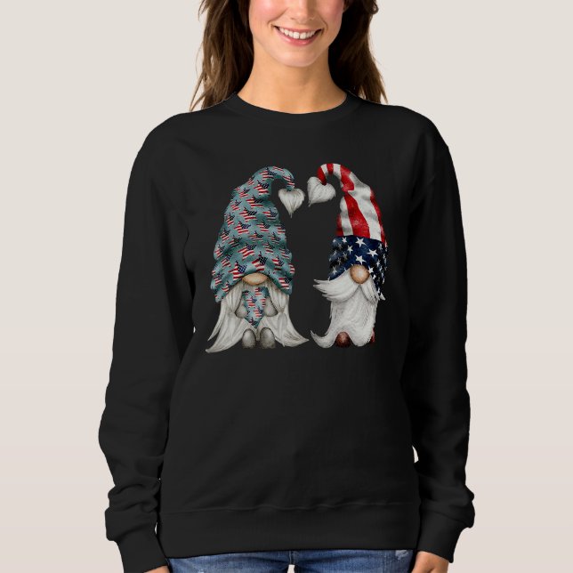 4. Juli Gnomies für Proud Veteran zwei Patriot Sweatshirt (Vorderseite)