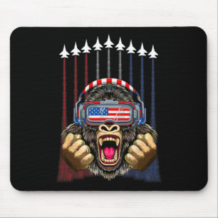 4. Juli Gorilla Lover US American Flag Patrio Mousepad