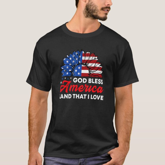 4. Juli Gott segne Amerika Land, dass ich Liebe US T-Shirt (Vorderseite)