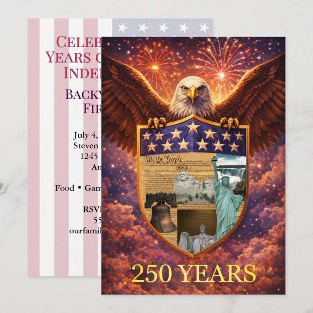 4. Juli Great American Eagle Shield 250. Einladung (Vorne/Hinten)