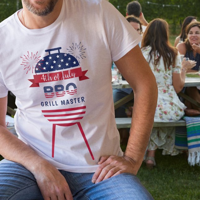 4. Juli Grill Master Grillen Grill rot und blau T-Shirt (Von Creator hochgeladen)