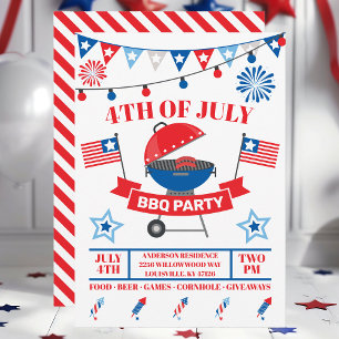 4. Juli Grill Rote Barbeque GRILLEN Party Einladung