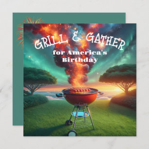 4. Juli GRILLEN Party mit Grill und Feuerwerk Einladung