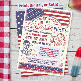 4. Juli GRILLEN Party | Retro Freedom Fling Spaß Einladung