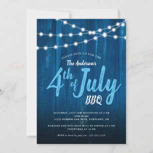 4. Juli GRILLEN Rustic Lights Blue Wood