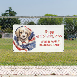 4. Juli Grillparty Amerikanische Flagge Welpe Banner