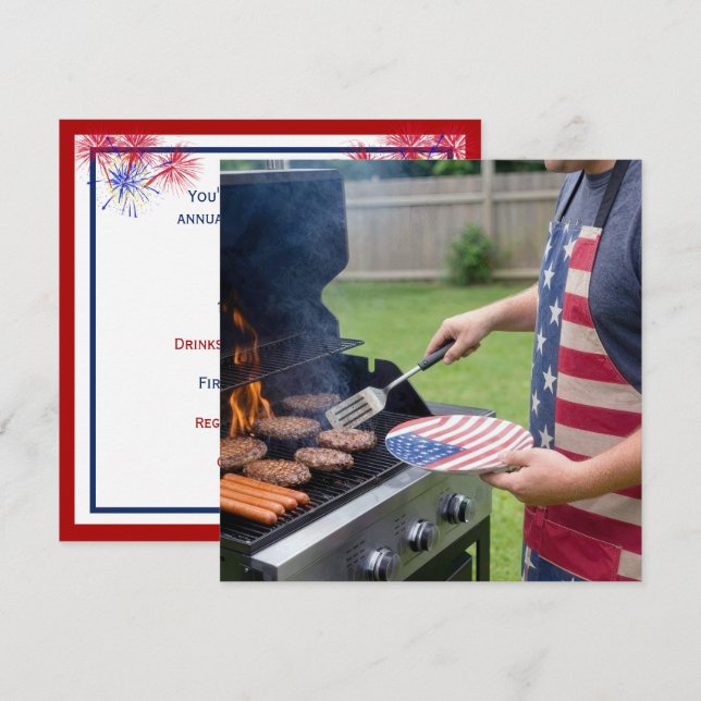 4. Juli Grillparty  Einladung (Vorne/Hinten)