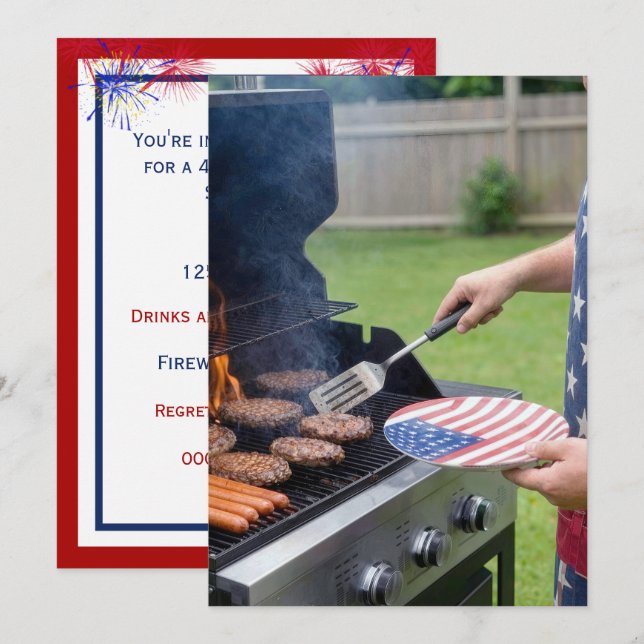 4. Juli Grillparty  Einladung (Vorne/Hinten)
