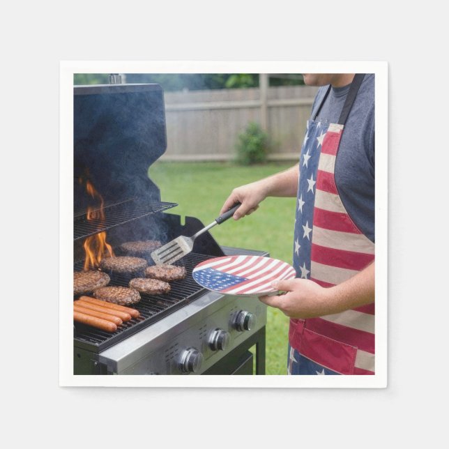 4. Juli Grillparty  Serviette (Vorderseite)