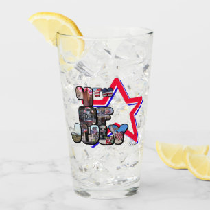 4. Juli Großbuchstabe Stern Glas