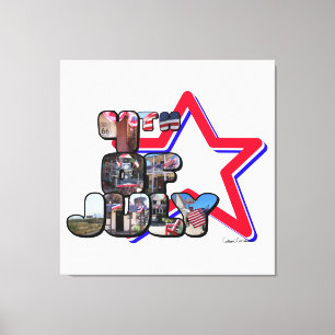 4. Juli Großbuchstaben Stern Leinwanddruck