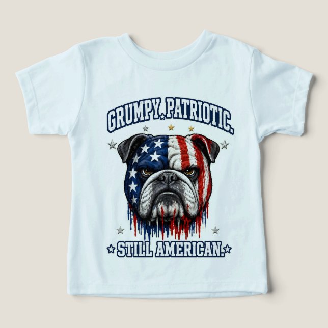 4. Juli Grumpy Patriotic Bulldog T-Shirts (Design Vorderseite)