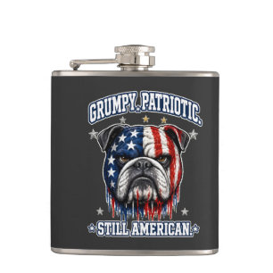 4. Juli Grumpy Patriotischer Bulldogge Flaschen Flachmann
