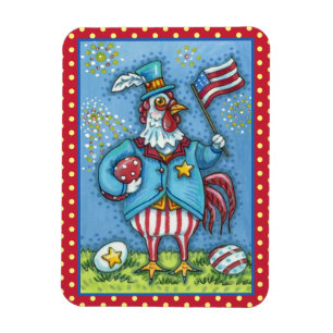 4. JULI HAHN, LUSTIGER PATRIOTISCHER HAHN MAGNET