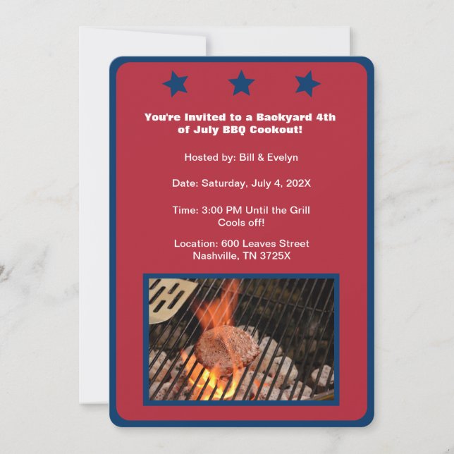 4. Juli Hamburger Barbecue Einladung (Vorderseite)