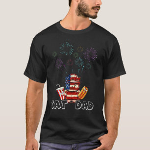 4. Juli Hamburger Hot Dog Süße Warrior Katze Dad T-Shirt