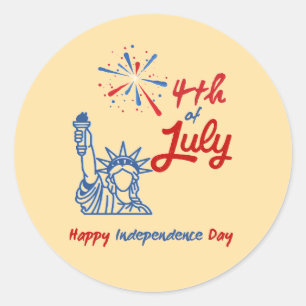 4. Juli-Happy Independence Day Round Sticker