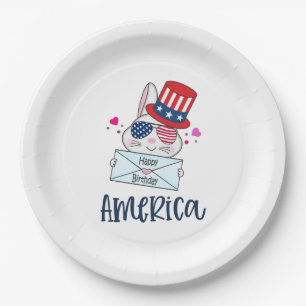 4. Juli-Hase mit USA-Flagge-Sonnenbrille Pappteller