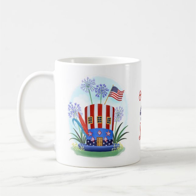 4. Juli Hat Stars & Stripes USA Kaffeetasse (Links)