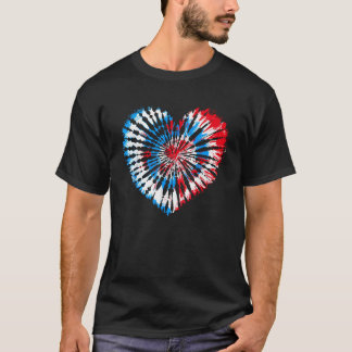 4. Juli Heart Gefärbte Krawatte American USA Flag T-Shirt