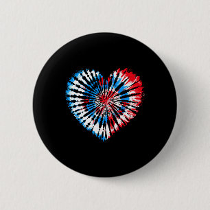 4. Juli Herz Tie Dye Amerikanische USA-Flagge Jung Button