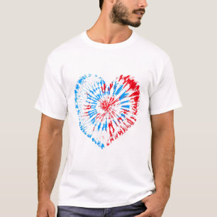 4. Juli Herz Tie Dye Amerikanische USA-Flagge Jung T-Shirt