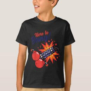 4. Juli Hier zum Knallen von Feuerwerk Lustiger Hu T-Shirt