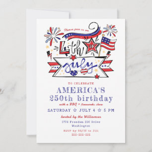 4. Juli Hinterhof-BBQ und Feuerwerk Amerika 250 Einladung