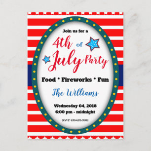 4. Juli Hinterhof-Party-Einladungskarte Einladungspostkarte